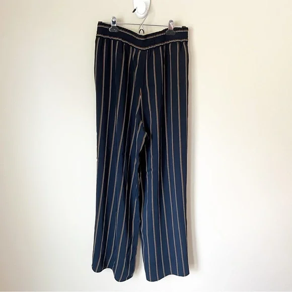 Lafayette 148 New York Hester Striped Wide-Leg Trouser Pant Navy Blue M - Picture 13 of 13